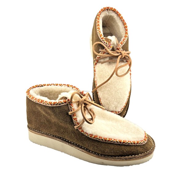 NIB $425 BEEK Alpine Swift Womens 8 Suede Shearling Ankle Boots Booties Chestnut - Picture 1 of 12